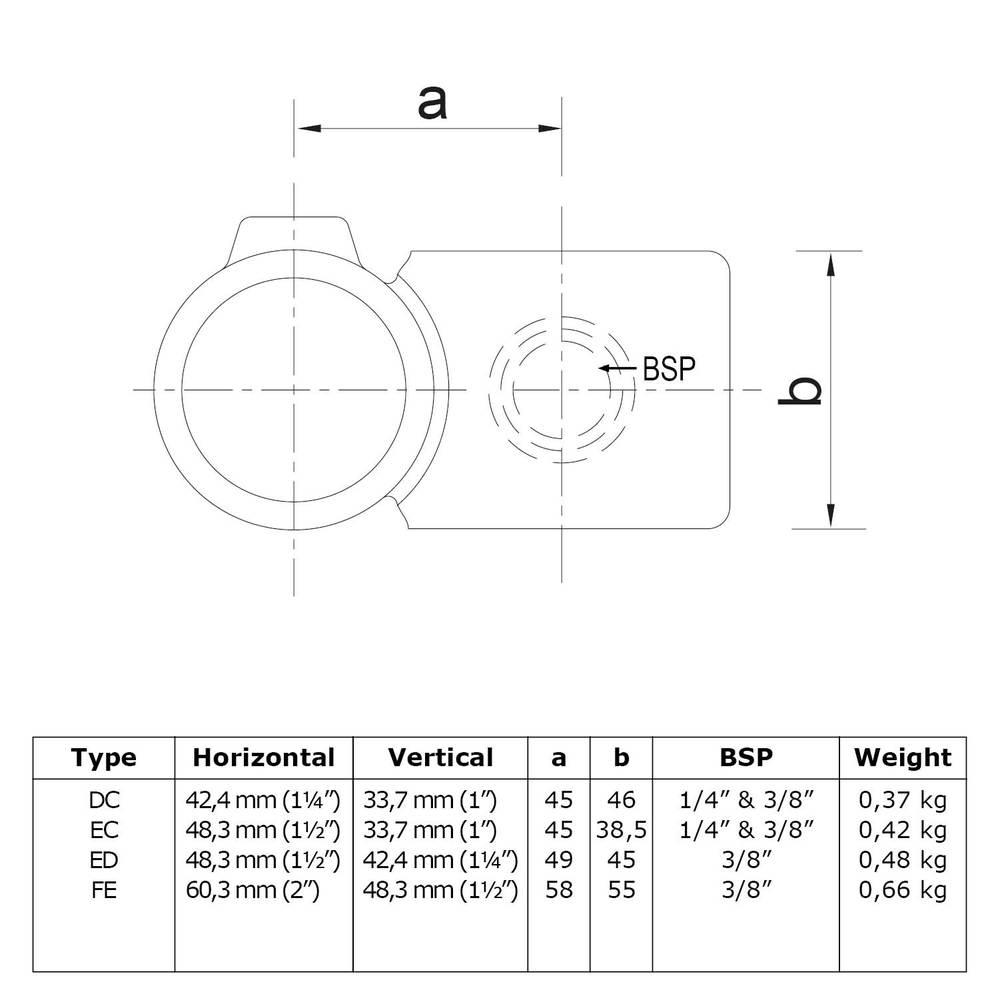 Doos Kruisstuk 90° - verloop-EC / 48,3 mm en 33,7 mm (30 stuks)